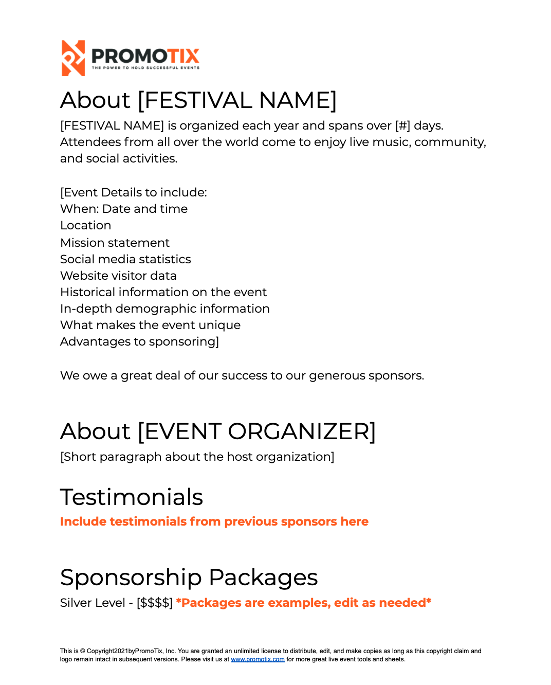 Music festival sponsorship proposal template